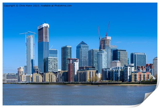 City of London skyline - Canary Wharf Print by Chris Mann