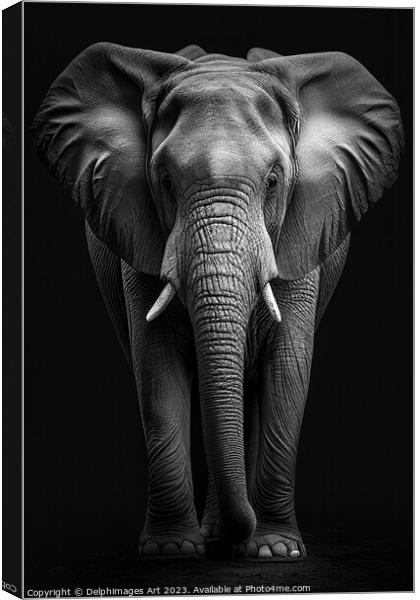 Elephant portrait, black and white Canvas Print by Delphimages Art