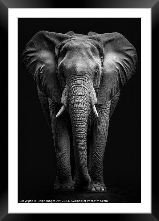 Elephant portrait, black and white Framed Mounted Print by Delphimages Art