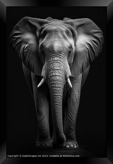 Elephant portrait, black and white Framed Print by Delphimages Art