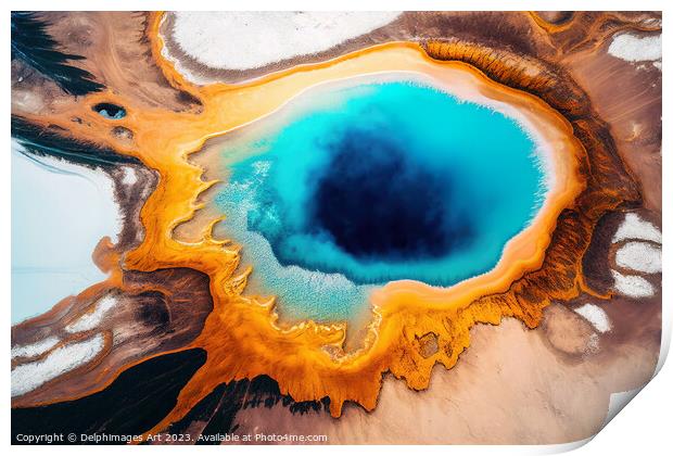 Yellowstone colorful hot spring pool Print by Delphimages Art