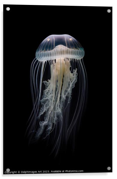 Jellyfish portrait Acrylic by Delphimages Art