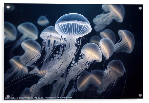 Jellyfishes underwater ballet Acrylic by Delphimages Art