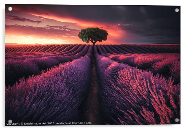 Lavender field at sunset Acrylic by Delphimages Art