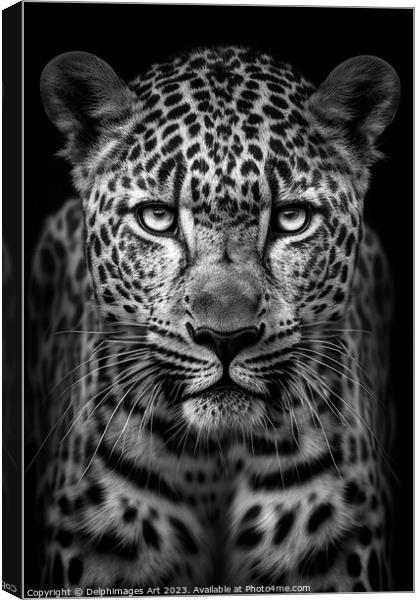Leopard front portrait Canvas Print by Delphimages Art