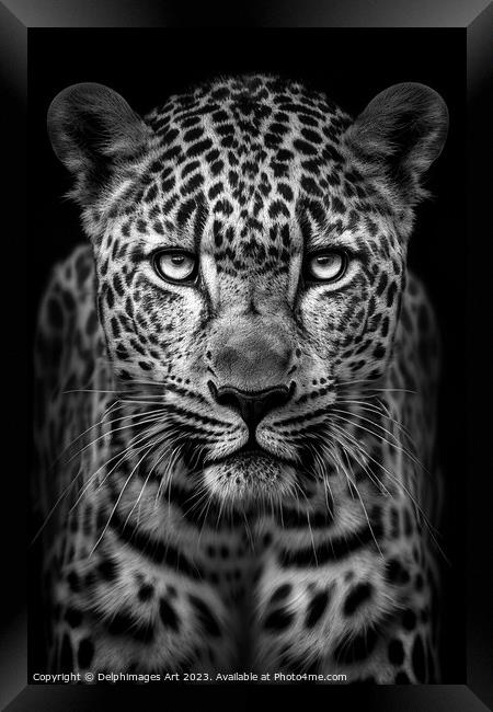 Leopard front portrait Framed Print by Delphimages Art