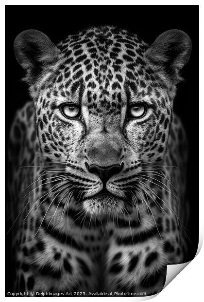 Leopard front portrait Print by Delphimages Art
