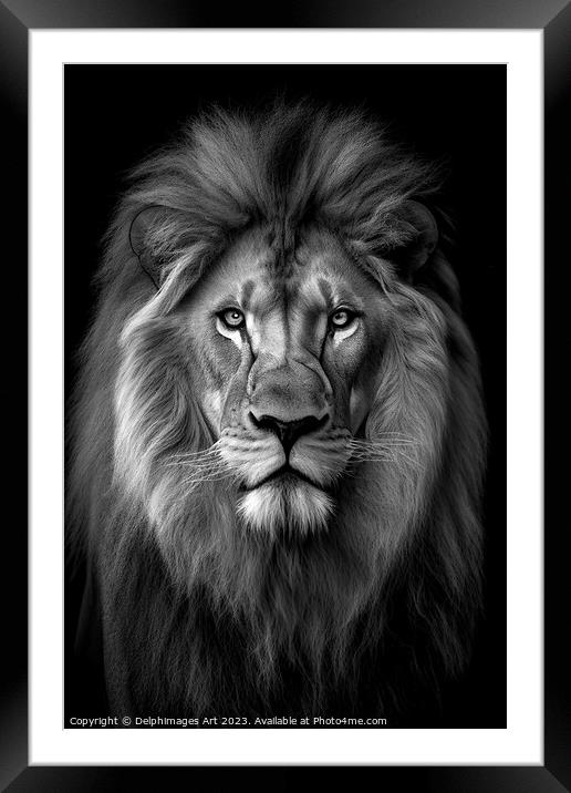 Lion front portrait Framed Mounted Print by Delphimages Art