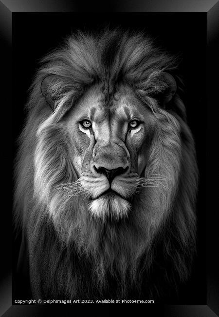 Lion front portrait Framed Print by Delphimages Art