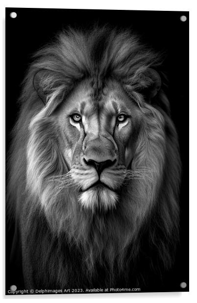 Lion front portrait Acrylic by Delphimages Art