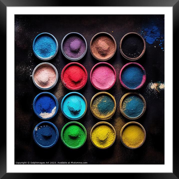 Colorful paint pots abstract Framed Mounted Print by Delphimages Art