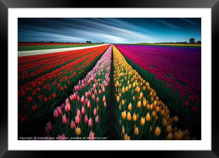 Tulip flowers field Framed Mounted Print by Delphimages Art
