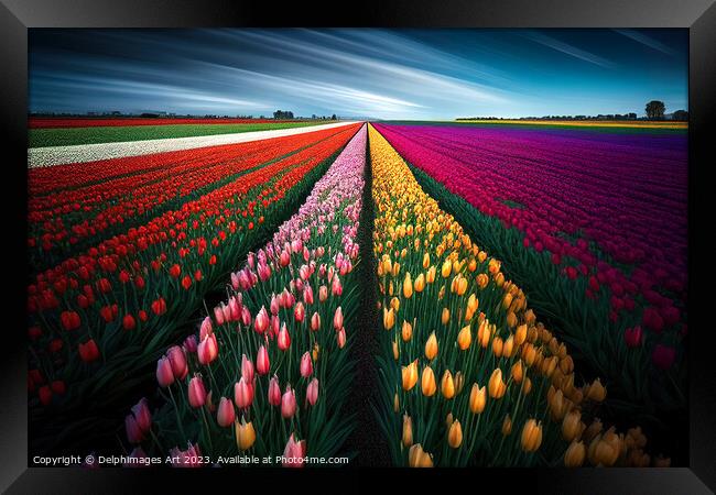 Tulip flowers field Framed Print by Delphimages Art
