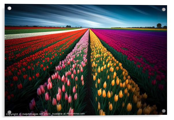 Tulip flowers field Acrylic by Delphimages Art