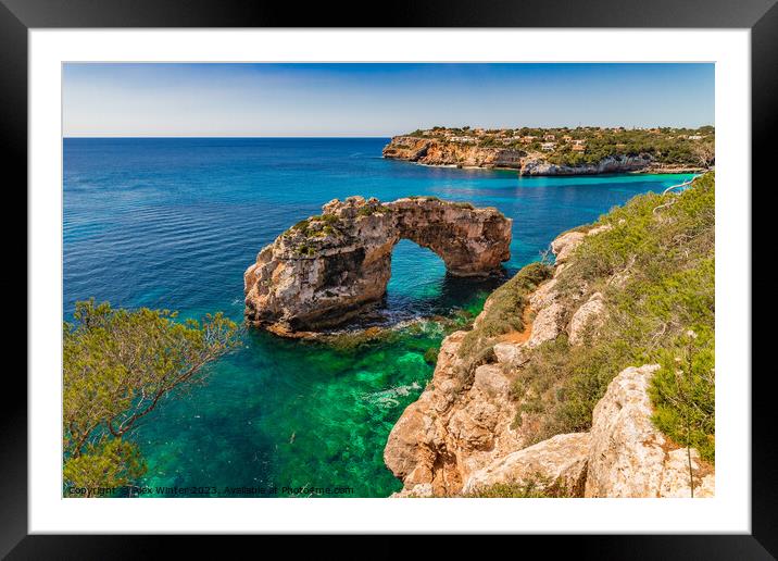 Es Pontas, rock arch on Mallorca island Framed Mounted Print by Alex Winter