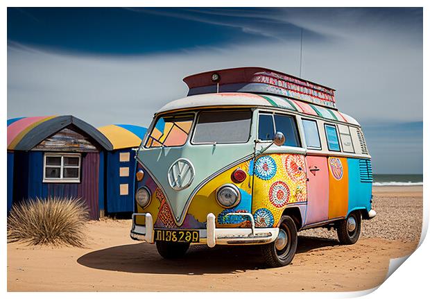 VW Camper Van Print by Picture Wizard