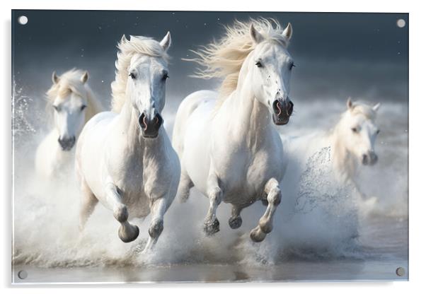 White Stallions Acrylic by Picture Wizard