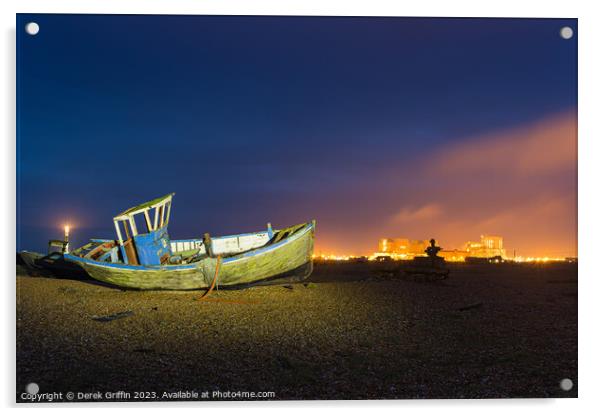 Dungeness night time Acrylic by Derek Griffin