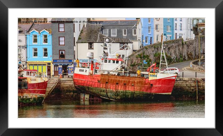 A Brixham Harbour Scene Framed Mounted Print by Peter F Hunt