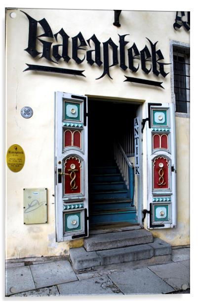 Entrance of the Raeapteek (town council chemist's) in Tallinn, E Acrylic by Fabrizio Troiani