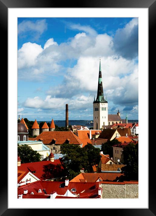 View of St Olav's Church and surrounding rooftops, Tallinn, Esto Framed Mounted Print by Fabrizio Troiani