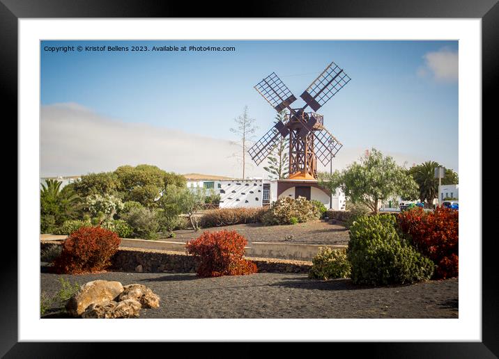 View on the Molina de Teguise, local wind on Lanzarote Framed Mounted Print by Kristof Bellens