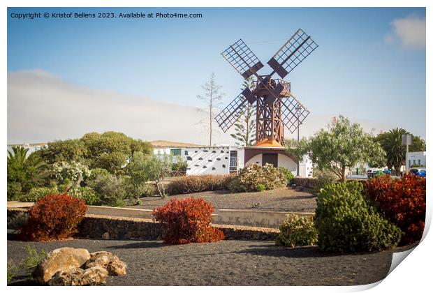 View on the Molina de Teguise, local wind on Lanzarote Print by Kristof Bellens