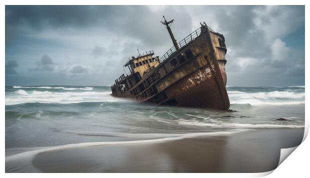 Shipwreck Print by Bahadir Yeniceri
