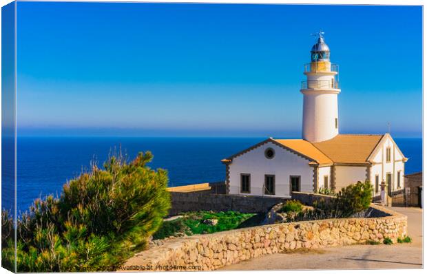 Cala Ratjada lighthouse, Majorca, Spain Canvas Print by Alex Winter