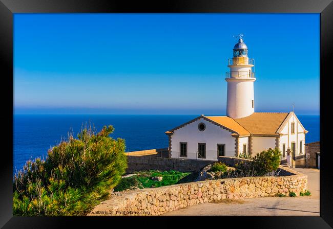 Cala Ratjada lighthouse, Majorca, Spain Framed Print by Alex Winter