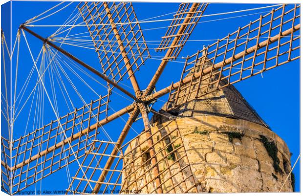Close-up of old historic windmill Canvas Print by Alex Winter
