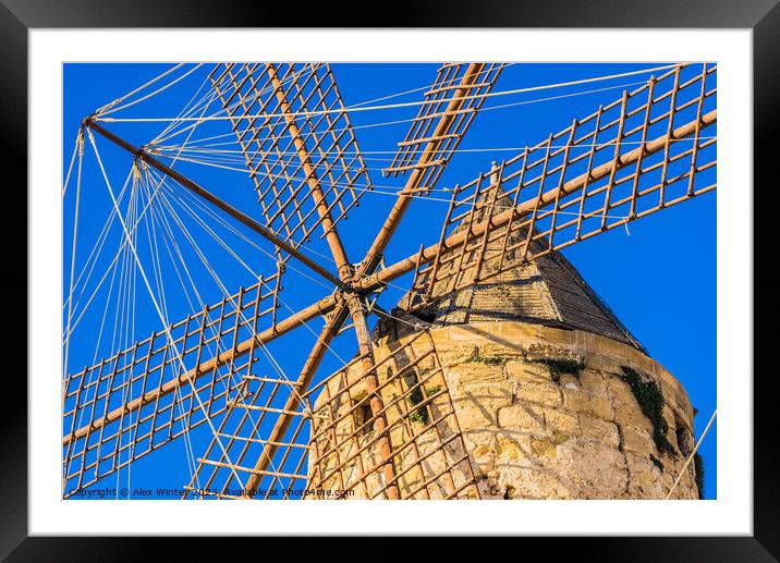 Close-up of old historic windmill Framed Mounted Print by Alex Winter