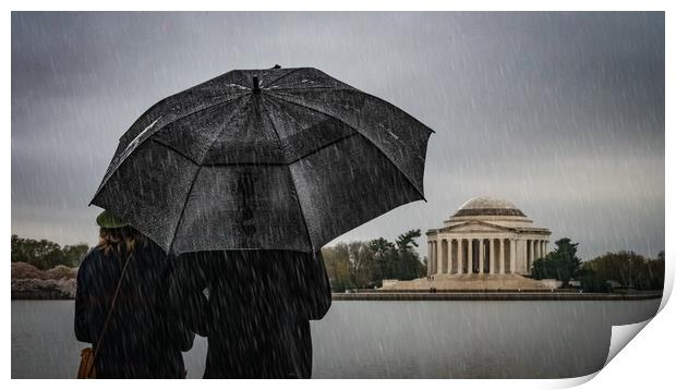 A Rainy Day In Washington DC Print by Chris Lord