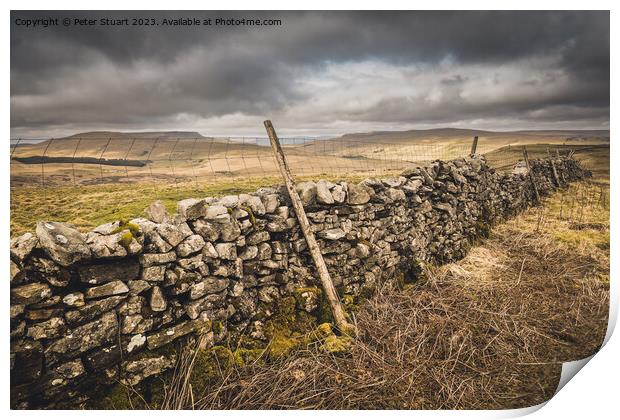 Wild Boar Fell and Archy Styrigg in the Yorkshire Dales near to  Print by Peter Stuart