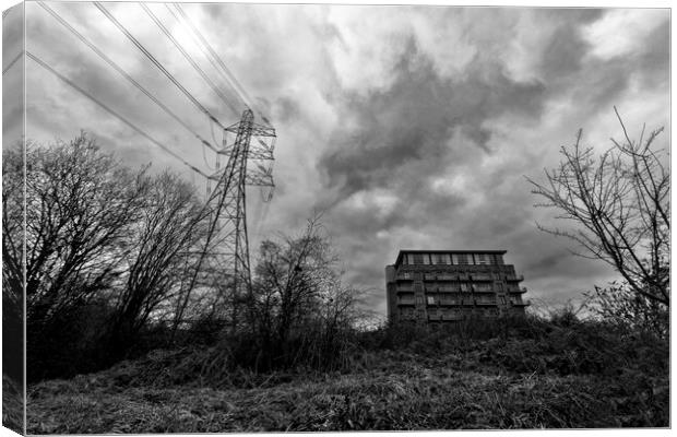 Mill Road Mill and Pylon - Brighouse Canvas Print by Glen Allen