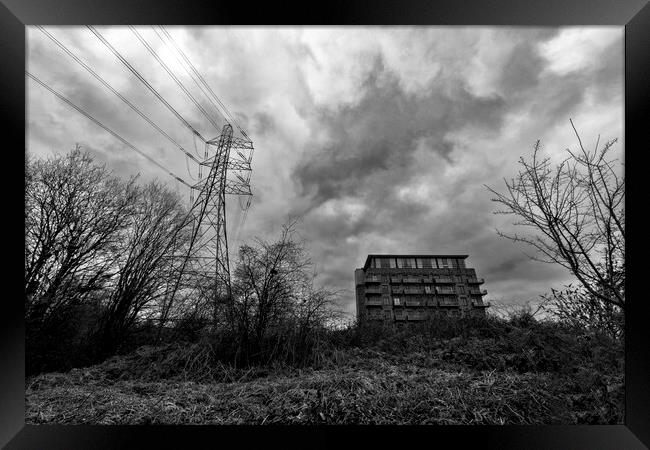 Mill Road Mill and Pylon - Brighouse Framed Print by Glen Allen