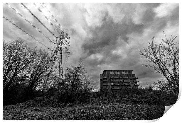 Mill Road Mill and Pylon - Brighouse Print by Glen Allen