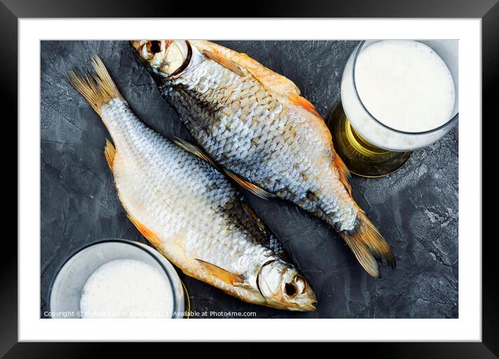 Dry stockfish fish for beer. Framed Mounted Print by Mykola Lunov Mykola