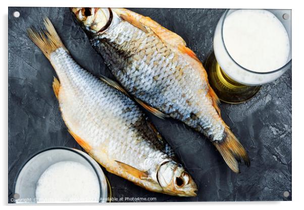 Dry stockfish fish for beer. Acrylic by Mykola Lunov Mykola