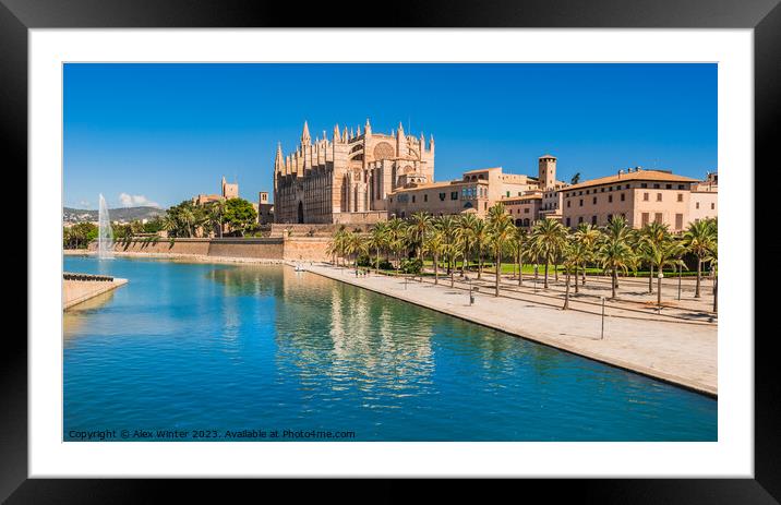 Cathedral La Seu and Parc de la Mar in Palma de Ma Framed Mounted Print by Alex Winter