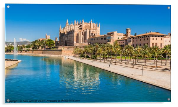 Cathedral La Seu and Parc de la Mar in Palma de Ma Acrylic by Alex Winter