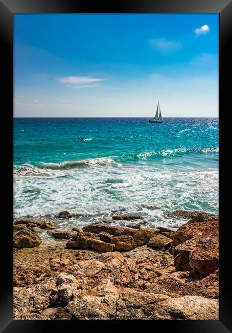 Idyllic view of sailing yacht  Framed Print by Alex Winter