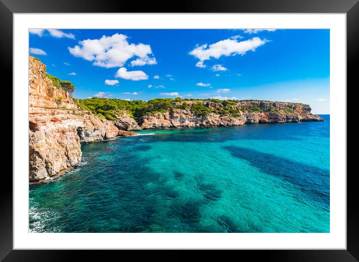 Rocky coast cliffs of Majorca Framed Mounted Print by Alex Winter