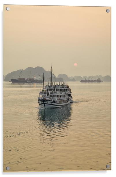 Halong Bay sunrise cruise Acrylic by Jed Pearson