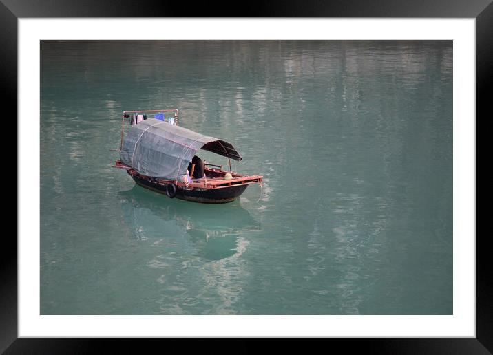 Halong Bay fishing boat Framed Mounted Print by Jed Pearson
