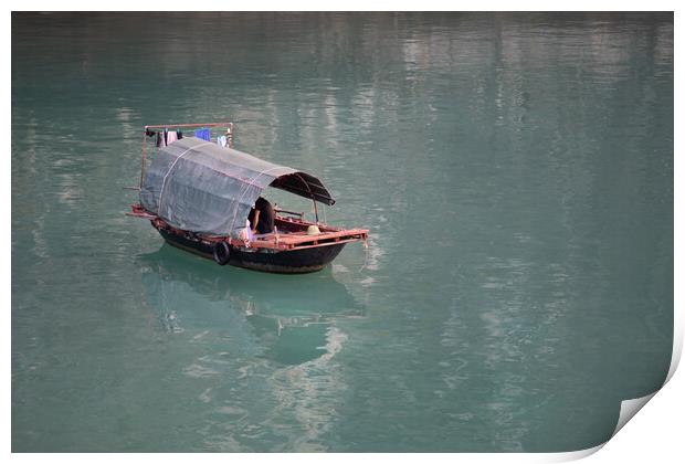 Halong Bay fishing boat Print by Jed Pearson