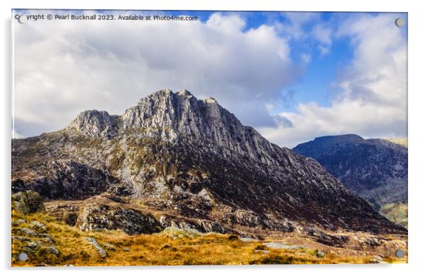 Tryfan Mountain East Face in Snowdonia Wales Acrylic by Pearl Bucknall