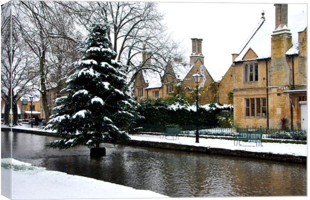 Bourton on the Water Christmas Tree Cotswolds Canvas Print by Andy Evans Photos