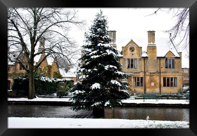 Bourton on the Water Christmas Tree Cotswolds Framed Print by Andy Evans Photos