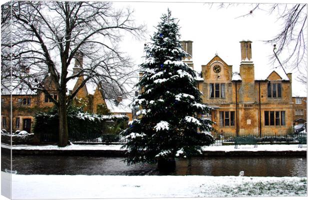 Bourton on the Water Christmas Tree Cotswolds Canvas Print by Andy Evans Photos